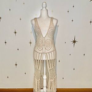 Long Boho Crochet Fringe Vest